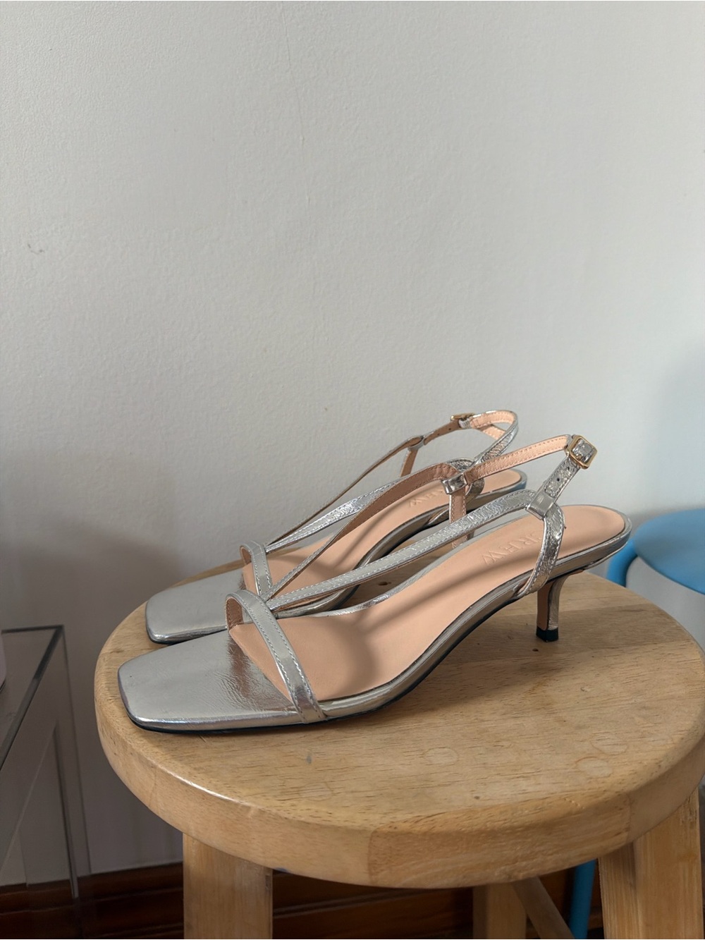 J. Crew NEW heeled sandals in silver